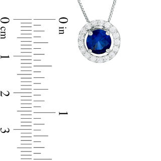 7.0mm Lab-Created Blue and White Sapphire Frame Three-in-One Pendant in Sterling Silver