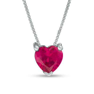 7.0mm Heart-Shaped Lab-Created Ruby and White Sapphire Frame Three-in-One Pendant in Sterling Silver