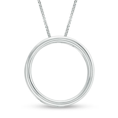 6.0mm Lab-Created Blue and White Sapphire Orbit Frame Three-in-One Pendant in Sterling Silver