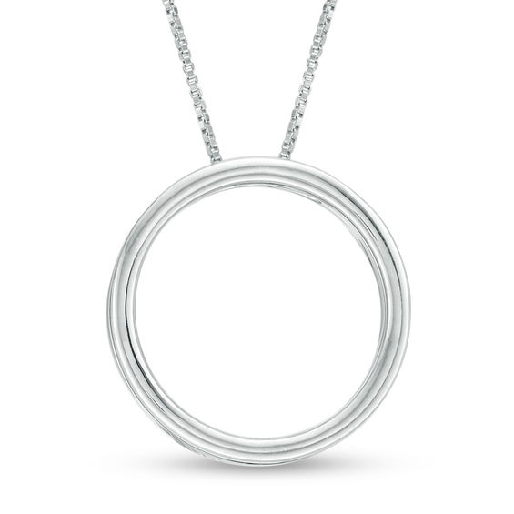 6.0mm Lab-Created Blue and White Sapphire Orbit Frame Three-in-One Pendant in Sterling Silver