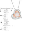 Lab-Created Opal and 0.04 CT. T.W. Diamond Double Heart Frame Three-in-One Pendant in Sterling Silver and 10K Rose Gold