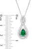 Pear-Shaped Lab-Created Emerald and White Sapphire Intertwining Infinity Three-in-One Pendant in Sterling Silver