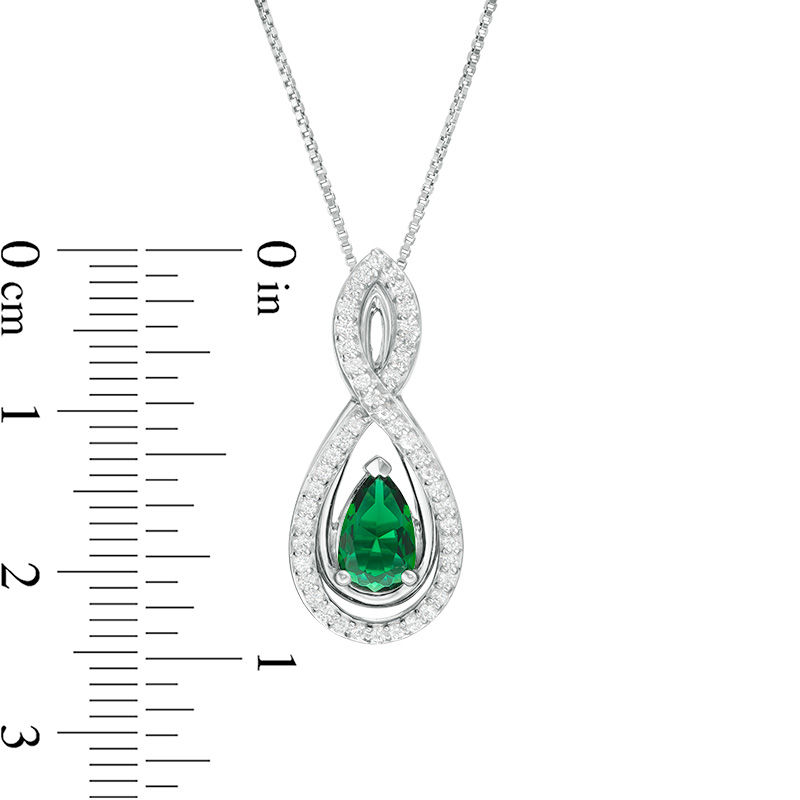 Pear-Shaped Lab-Created Emerald and White Sapphire Intertwining Infinity Three-in-One Pendant in Sterling Silver|Peoples Jewellers