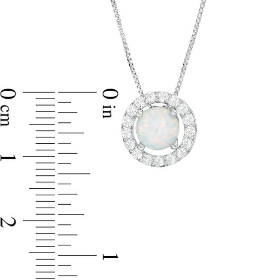 7.0mm Lab-Created Opal and White Sapphire Frame Three-in-One Pendant in Sterling Silver