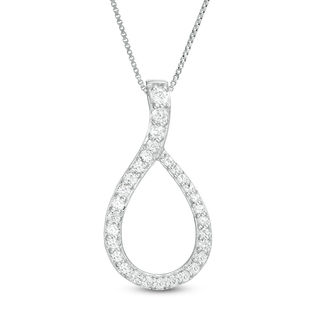 6.0mm Heart-Shaped Lab-Created Ruby and White Sapphire Infinity and Teardrop Three-in-One Pendant in Sterling Silver