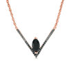 Onyx and 0.085 CT. T.W. Black Diamond Chevron Necklace in Sterling Silver with 14K Rose Gold Plate - 17"