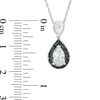 Pear-Shaped Lab-Created White Sapphire and 0.085 CT. T.W. Black Diamond Frame Drop Pendant in Sterling Silver