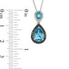 Thumbnail Image 2 of Pear-Shaped Blue Topaz and 0.23 CT. T.W. Enhanced Black and White Diamond Frame Drop Pendant in Sterling Silver