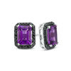 Thumbnail Image 0 of Emerald-Cut Amethyst and 0.14 CT. T.W. Black Diamond Frame Stud Earrings in Sterling Silver