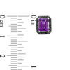 Thumbnail Image 1 of Emerald-Cut Amethyst and 0.14 CT. T.W. Black Diamond Frame Stud Earrings in Sterling Silver