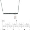 Oval Lab-Created Opal and 0.04 CT. T.W. Black Diamond Bar Necklace in Sterling Silver