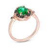 Thumbnail Image 1 of Oval Lab-Created Emerald and 0.065 CT. T.W.  Black and White Diamond Vintage-Style Ring in 10K Rose Gold