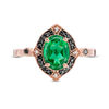 Thumbnail Image 2 of Oval Lab-Created Emerald and 0.065 CT. T.W.  Black and White Diamond Vintage-Style Ring in 10K Rose Gold