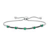 Lab-Created Emerald and 0.086 CT. T.W. Black Diamond Station Bolo Bracelet in Sterling Silver - 9.5"