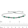 Lab-Created Emerald and 0.086 CT. T.W. Black Diamond Station Bolo Bracelet in Sterling Silver - 9.5"