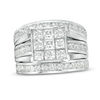 Thumbnail Image 0 of 3.50 CT. T.W. Princess-Cut Composite Diamond Three Piece Bridal Set in 14K White Gold