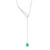 Thumbnail Image 0 of Pear-Shaped Lab-Created Emerald and White Sapphire Lariat Necklace in Sterling Silver 20"