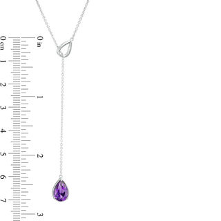 Pear-Shaped Amethyst Double Teardrop Lariat Necklace in Sterling Silver - 20"