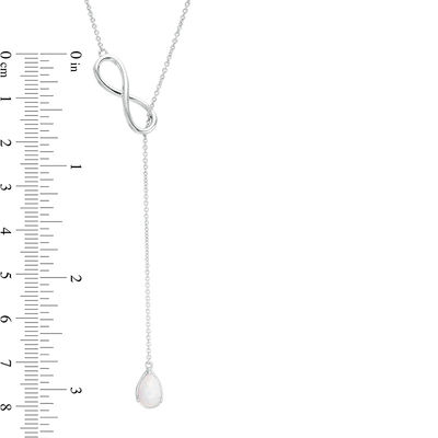 Pear-Shaped Lab-Created Opal Infinity Lariat Necklace in Sterling Silver - 20"