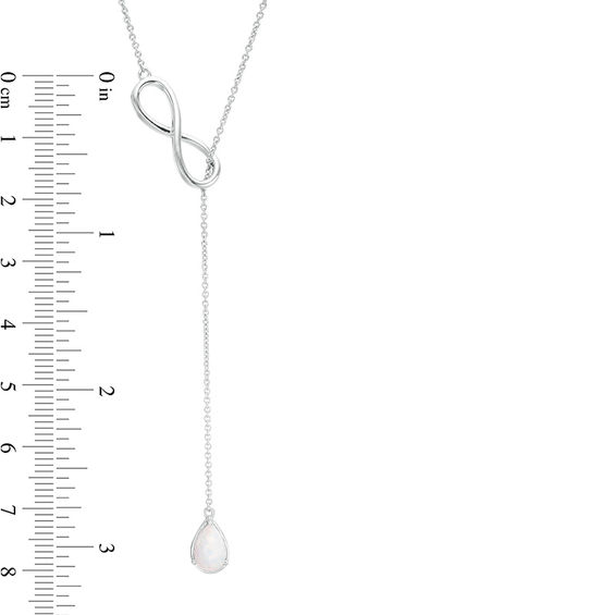 Pear-Shaped Lab-Created Opal Infinity Lariat Necklace in Sterling Silver - 20"