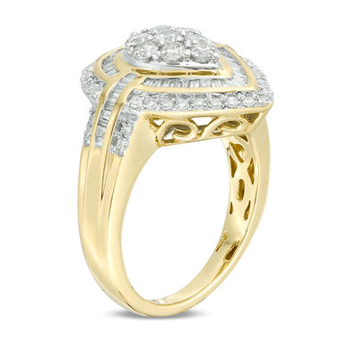 1.00 CT. T.W. Composite Diamond Teardrop Frame Ring in 10K Gold