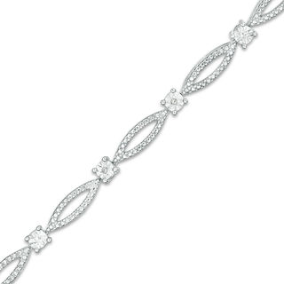 Diamond Accent Marquise Link Bracelet in Sterling Silver - 7.25"