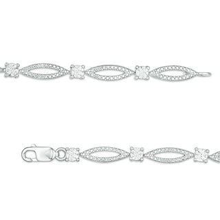 Diamond Accent Marquise Link Bracelet in Sterling Silver - 7.25"