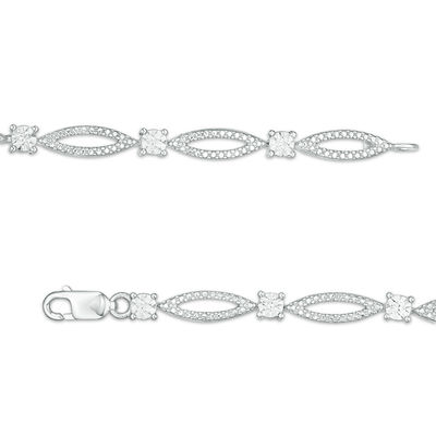 Diamond Accent Marquise Link Bracelet in Sterling Silver - 7.25"