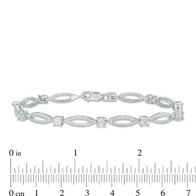 Diamond Accent Marquise Link Bracelet in Sterling Silver - 7.25"