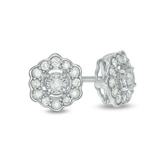 0.33 CT. T.W. Diamond Scallop Frame Stud Earrings in Sterling Silver