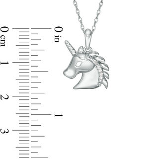 Diamond Accent Profile Unicorn Head Pendant in Sterling Silver