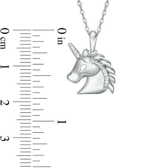 Diamond Accent Profile Unicorn Head Pendant in Sterling Silver