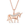 Diamond Accent Unicorn Pendant in 10K Rose Gold