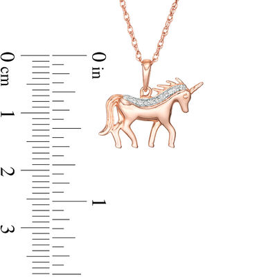 Diamond Accent Unicorn Pendant in 10K Rose Gold