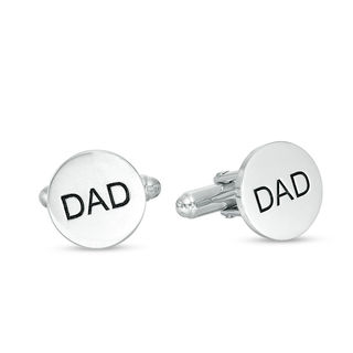 Men's Round Engravable Cuff Links in Sterling Silver (1 Line)