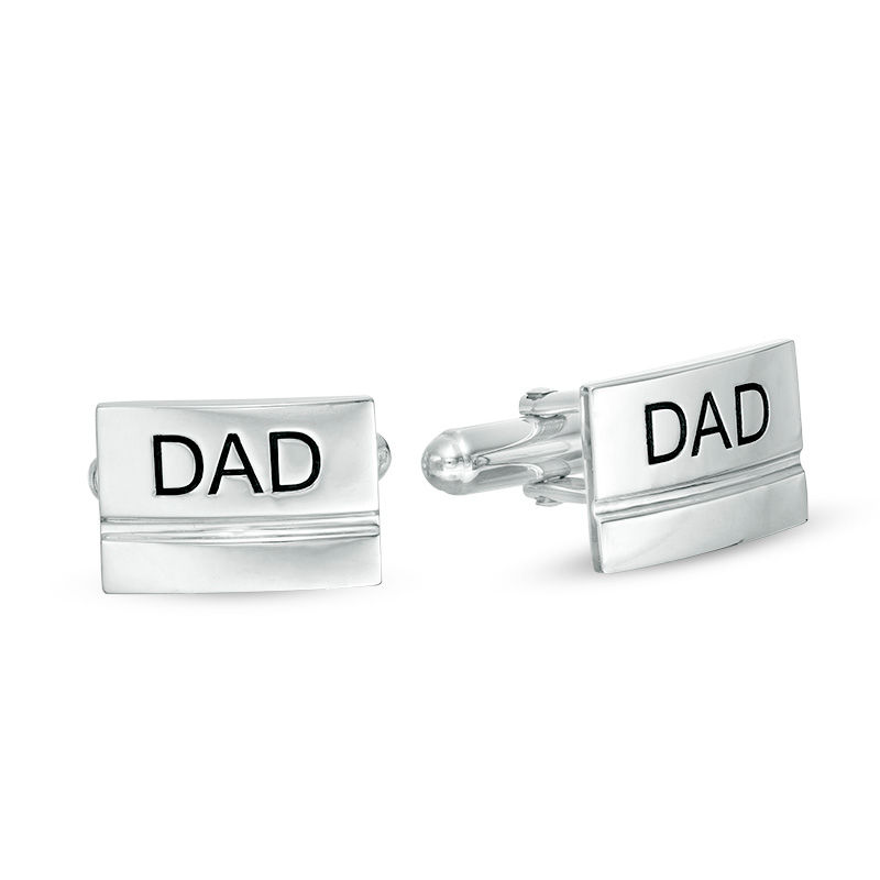 Men's Grooved Engravable Rectangle Cuff Links in Sterling Silver (1 Line)|Peoples Jewellers