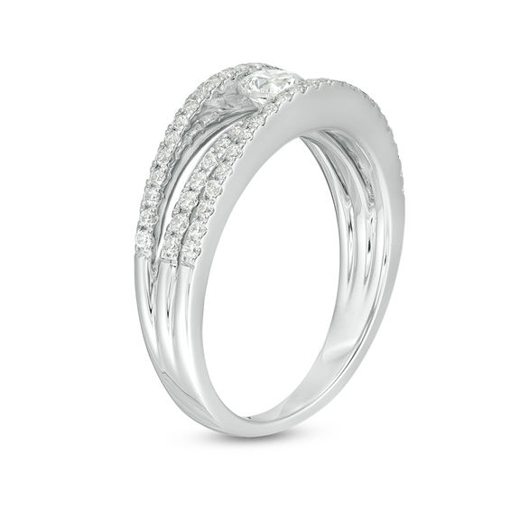 0.75 CT. T.W. Certified Canadian Diamond Orbit Engagement Ring in 14K White Gold (I/I2)