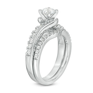 1.20 CT. T.W. Canadian Certified Diamond Bypass Bridal Set in 14K White Gold (I/I2)