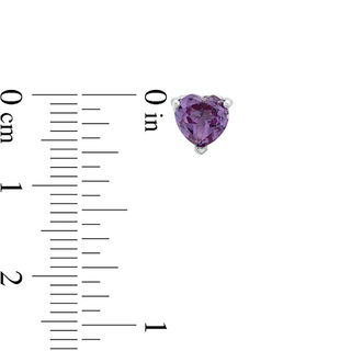 6.0mm Heart-Shaped Lab-Created Alexandrite Solitaire with Scroll Side Accents Stud Earrings in Sterling Silver