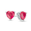 Thumbnail Image 0 of 6.0mm Heart-Shaped Lab-Created Ruby Solitaire with Scroll Side Accents Stud Earrings in Sterling Silver