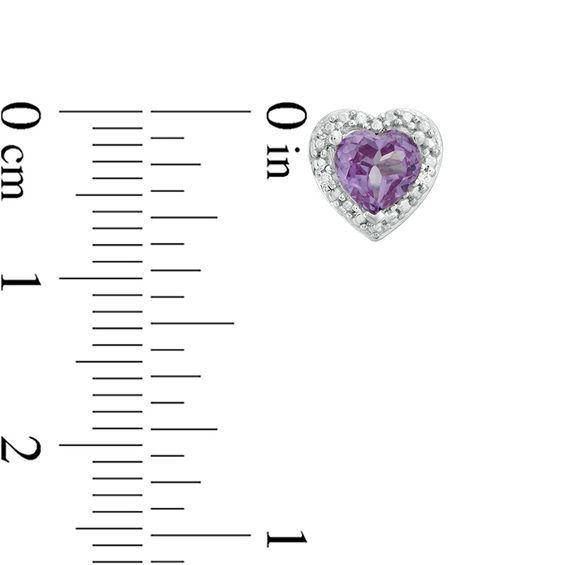 5.0mm Heart-Shaped Lab-Created Alexandrite and Diamond Accent Bead Frame Stud Earrings in Sterling Silver