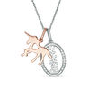 Thumbnail Image 0 of 0.04 CT. T.W. Diamond Unicorn and Oval "Believe" Charms Pendant in Sterling Silver and 10K Rose Gold Plate