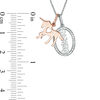 Thumbnail Image 1 of 0.04 CT. T.W. Diamond Unicorn and Oval "Believe" Charms Pendant in Sterling Silver and 10K Rose Gold Plate