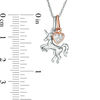 0.04 CT. T.W. Diamond Unicorn and Heart Charms Pendant in Sterling Silver and 10K Rose Gold