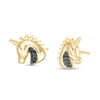 Thumbnail Image 0 of 0.066 CT. T.W. Black Diamond Profile Unicorn Head Earrings in Sterling Silver with 14K Gold Plate