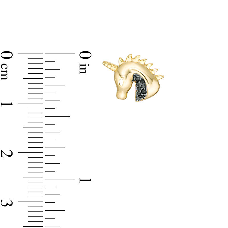 0.066 CT. T.W. Black Diamond Profile Unicorn Head Earrings in Sterling Silver with 14K Gold Plate|Peoples Jewellers
