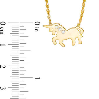 Diamond Accent Three Stone Unicorn Necklace in Sterling Silver with 14K Gold Plate