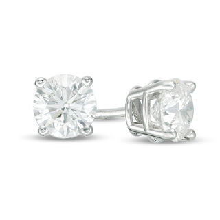 0.90 CT. T.W. Certified Canadian Diamond Solitaire Stud Earrings in 10K White Gold (J/I2)