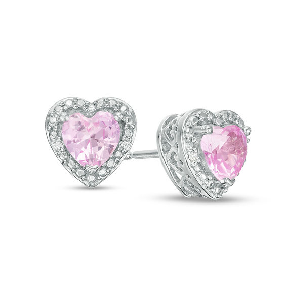 Pink heart stud on sale earrings