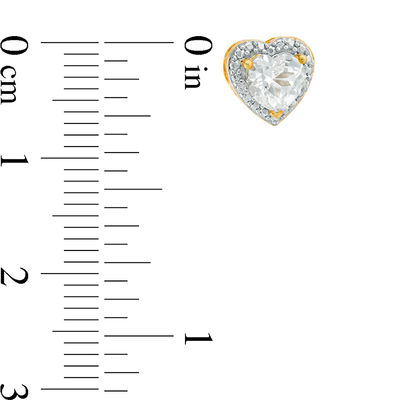 5.0mm Heart-Shaped Lab-Created White Sapphire and Diamond Accent Stud Earrings in Sterling Silver with 14K Gold Plate